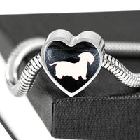 Lovely Cesky Terrier Print Heart Charm Steel Bracelet-Free Shipping - Deruj.com
