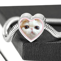 Cute Snoopy Cat Print Heart Charm Steel Bracelet-Free Shipping - Deruj.com