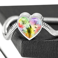 Cute Russian Blue Cat Print Heart Charm Steel Bracelet-Free Shipping - Deruj.com