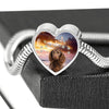 American Water Spaniel Print Heart Charm Steel Bracelet-Free Shipping - Deruj.com