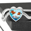 Oranda Fish Print Heart Charm Steel Bracelet-Free Shipping - Deruj.com