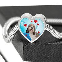 Petit Basset Griffon Vendeen Print Heart Charm Steel Bracelet-Free Shipping - Deruj.com