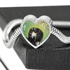 Black Saluki Dog Print Heart Charm Steel Bracelet-Free Shipping - Deruj.com
