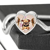 Brussels Griffon Dog Print Heart Charm Steel Bracelet-Free Shipping - Deruj.com