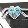 Cute American Shorthair Print Heart Charm Steel Bracelet-Free Shipping - Deruj.com