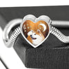 Akita Dog Print Heart Charm Steel Bracelet-Free Shipping - Deruj.com