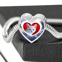 Burmilla Cat Print Heart Charm Steel Bracelet-Free Shipping - Deruj.com