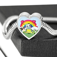Cute Cow Print Heart Charm Steel Bracelet-Free Shipping - Deruj.com