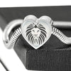 Lion Black&White Art Print Heart Charm Steel Bracelet-Free Shipping - Deruj.com