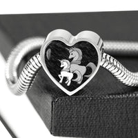 Cute Unicorn Print Heart Charm Steel Bracelet-Free Shipping - Deruj.com