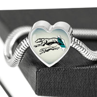 Greyhound Dog Art Print Heart Charm Steel Bracelet-Free Shipping - Deruj.com