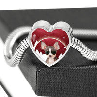 Chihuahua Print Heart Charm Steel Bracelet-Free Shipping - Deruj.com