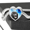 Newfoundland Dog Print Heart Charm Steel Bracelet-Free Shipping - Deruj.com