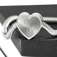 Thoroughbred Horse Print Heart Charm Steel Bracelet-Free Shipping - Deruj.com