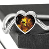 Roaring Lion Art Print Heart Charm Steel Bracelet-Free Shipping - Deruj.com