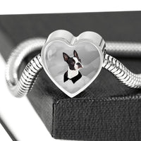 Boston Terrier Print Heart Steel Bracelet-Free Shipping - Deruj.com