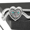 Blue Eyes Cat Print Heart Charm Steel Bracelet-Free Shipping - Deruj.com