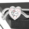 Flying Cat Print Heart Charm Steel Bracelet-Free Shipping - Deruj.com