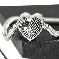 Black&White Snake Print Heart Charm Steel Bracelet-Free Shipping - Deruj.com