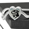 Rottweiler Dog Black&White Art Print Heart Charm Steel Bracelet-Free Shipping - Deruj.com