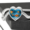 Common Goldfish Print Heart Charm Steel Bracelet-Free Shipping - Deruj.com