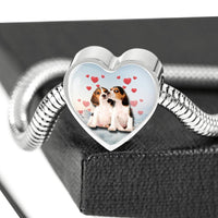 Cute Beagle Dog Print Heart Charm Steel Bracelet-Free Shipping - Deruj.com