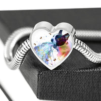 Amazing Colorful Boston Terrier Print Heart Charm Steel Bracelet-Free Shipping - Deruj.com