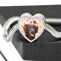 Flat Coated Retriever Print Heart Charm Steel Bracelet-Free Shipping - Deruj.com