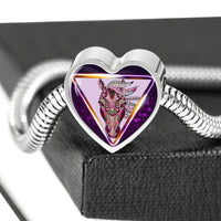 Horse Designer Art Print Heart Charm Steel Bracelet-Free Shipping - Deruj.com