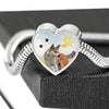Norwegian Lundehund Print Heart Charm Steel Bracelet-Free Shipping - Deruj.com