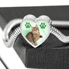 American Bobtail Print Heart Charm Steel Bracelet-Free Shipping - Deruj.com