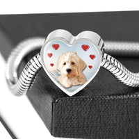 Goldendoodle Dog Print Heart Charm Steel Bracelet-Free Shipping - Deruj.com