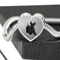 Scottish Terrier Print Heart Charm Steel Bracelet-Free Shipping - Deruj.com