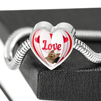 Yorkshire Terrier(Yorkie) Love Print Heart Charm Steel Bracelet-Free Shipping - Deruj.com