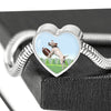 Playing Dog Print Heart Charm Steel Bracelet-Free Shipping - Deruj.com