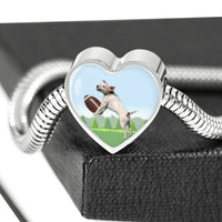 Playing Dog Print Heart Charm Steel Bracelet-Free Shipping - Deruj.com