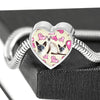 Siamese Cat Print Heart Charm Steel Bracelet-Free Shipping - Deruj.com