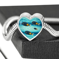 Achilles Tang Fish Print Heart Charm Steel Bracelet-Free Shipping - Deruj.com