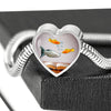 Mollies Fish Print Heart Charm Steel Bracelet-Free Shipping - Deruj.com