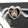 Colorful Cat Print Heart Charm Steel Bracelet-Free Shipping - Deruj.com