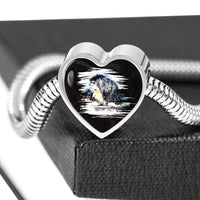 Tibetan Mastiff Dog Art Print Heart Charm Steel Bracelet-Free Shipping - Deruj.com