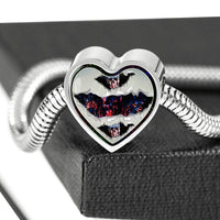American Flag Skull Print Heart Charm Steel Bracelet-Free Shipping - Deruj.com