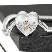 Cute Old English Sheepdog Dog Print Heart Charm Steel Bracelet-Free Shipping - Deruj.com