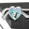 Whippet Dog Print Heart Charm Steel Bracelet-Free Shipping - Deruj.com