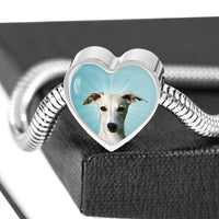 Whippet Dog Print Heart Charm Steel Bracelet-Free Shipping - Deruj.com