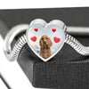 Cocker Spaniel Print Heart Charm Steel Bracelet-Free Shipping - Deruj.com