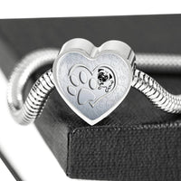 Pug Paws Print Heart Charm Steel Bracelet-Free Shipping - Deruj.com