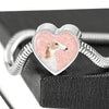 Borzoi Dog Print Heart Charm Steel Bracelet-Free Shipping - Deruj.com