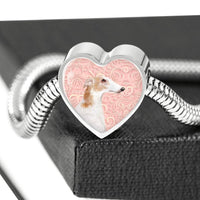 Borzoi Dog Print Heart Charm Steel Bracelet-Free Shipping - Deruj.com