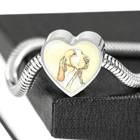 Bracco Italiano Dog Print Heart Charm Steel Bracelet-Free Shipping - Deruj.com